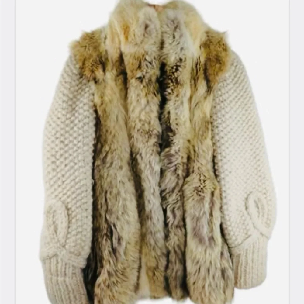 Rare Claude Gilbert Fur & Woven Wool Coat - Picture 2 of 8